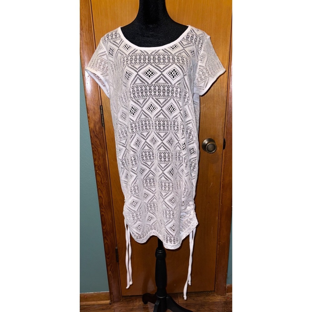 Wearabouts White Geometric Swimsuit Cover‎ Up Tunic Beach Dress M